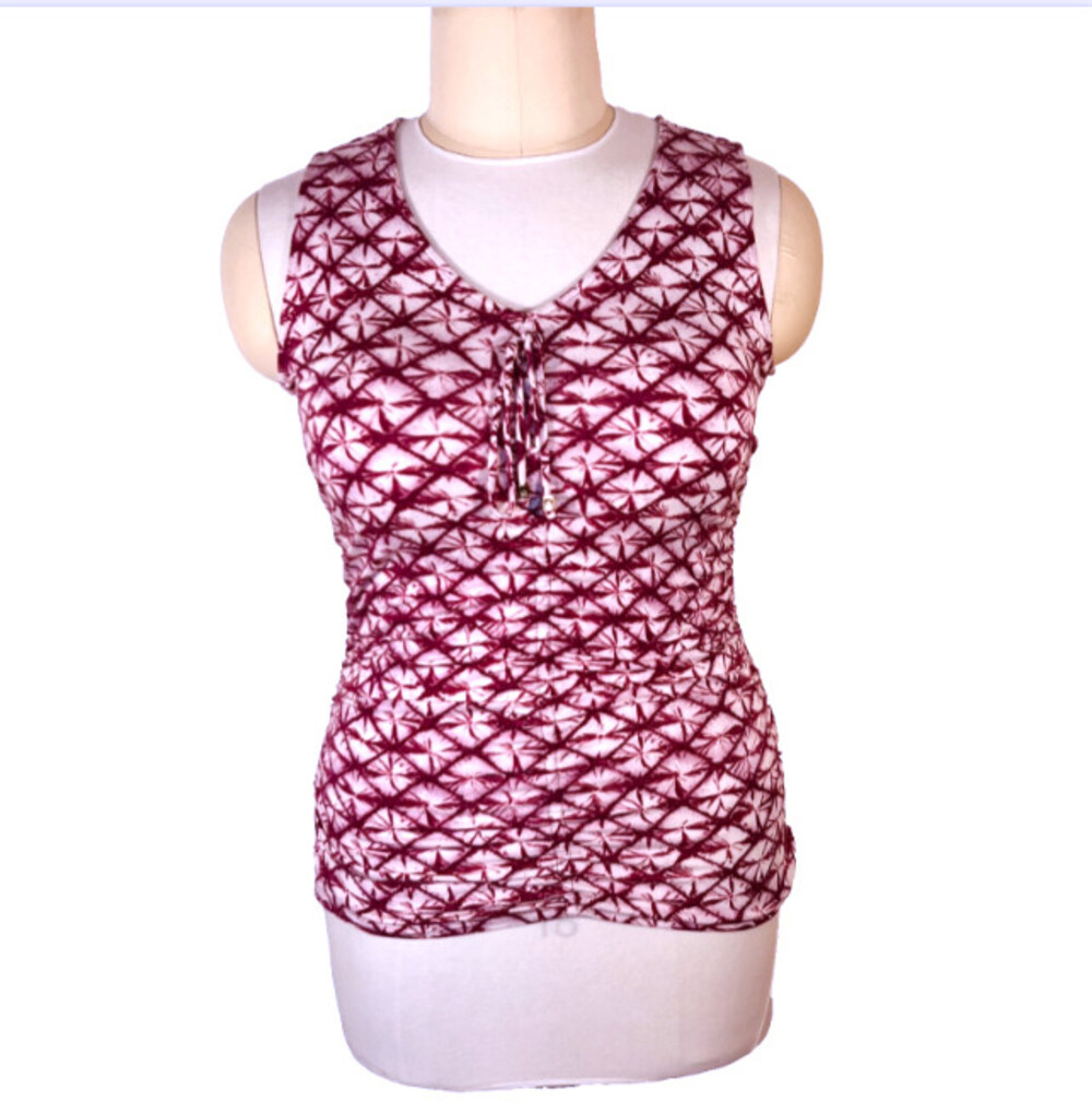 Michael Kors - Women's L Tank Top Tie Dye Repeat Pattern Wrap V-Neck Stretch